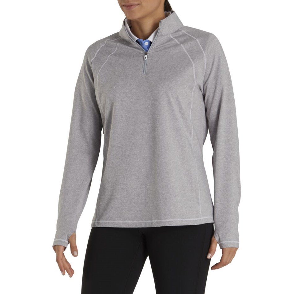 Jérsei Tricotado Com Um Quarto De Zíper Camada Intermediária Feminina Estilo Da Estação Anterior Urze Cinza Footjoy Pt