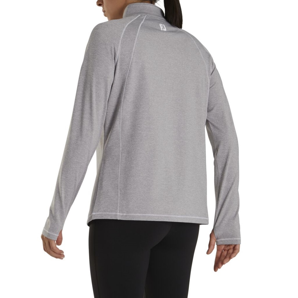 Jérsei Tricotado Com Um Quarto De Zíper Camada Intermediária Feminina Estilo Da Estação Anterior Urze Cinza Footjoy Pt
