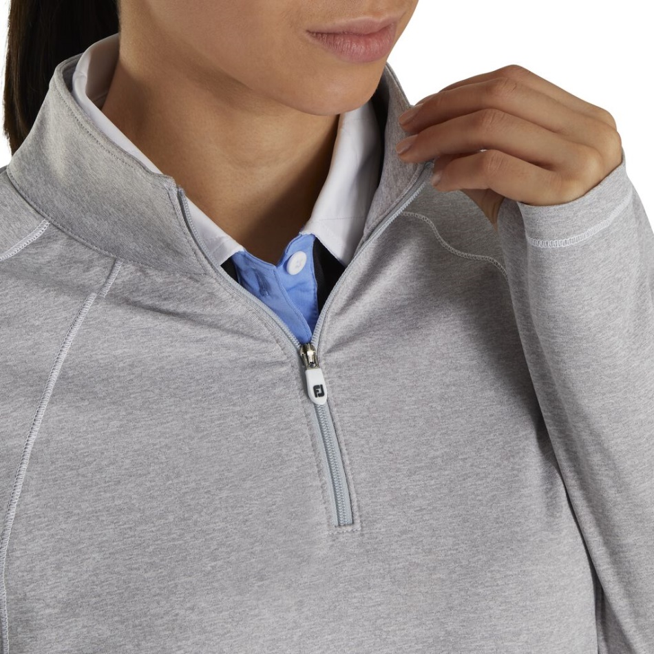 Jérsei Tricotado Com Um Quarto De Zíper Camada Intermediária Feminina Estilo Da Estação Anterior Urze Cinza Footjoy Pt