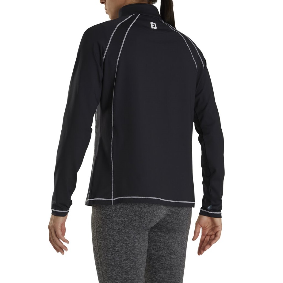 Jérsei Tricotado Com Um Quarto De Zíper Camada Intermediária Feminino Estilo Da Temporada Anterior Footjoy Pt Preto
