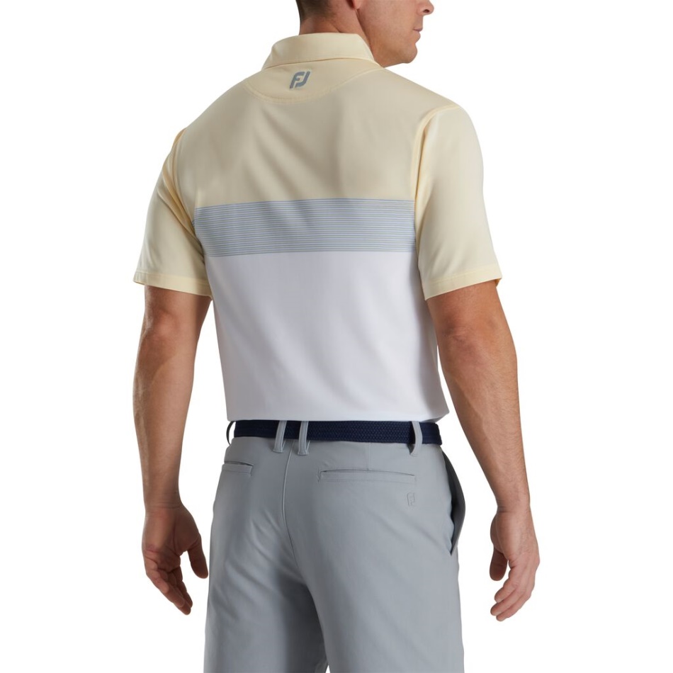 Limonada-branco-pomba Cinza Ajuste Atlético Color Block Lisle Colarinho Próprio Footjoy Pt