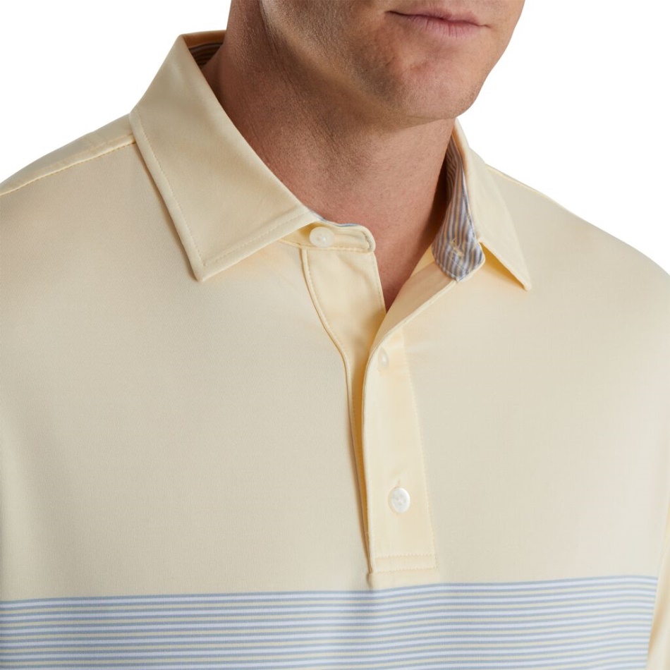 Limonada-branco-pomba Cinza Ajuste Atlético Color Block Lisle Colarinho Próprio Footjoy Pt