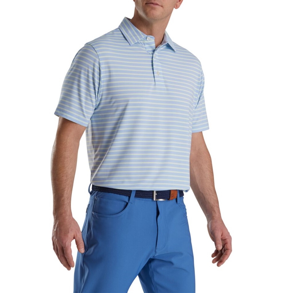 Lisle 2 Listras Coloridas Colarinho Próprio Footjoy Pt Sky-mint