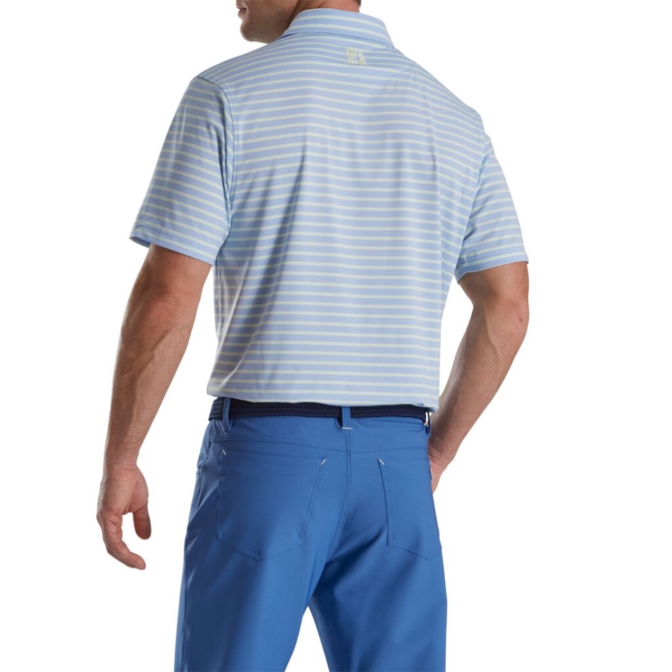 Lisle 2 Listras Coloridas Colarinho Próprio Footjoy Pt Sky-mint