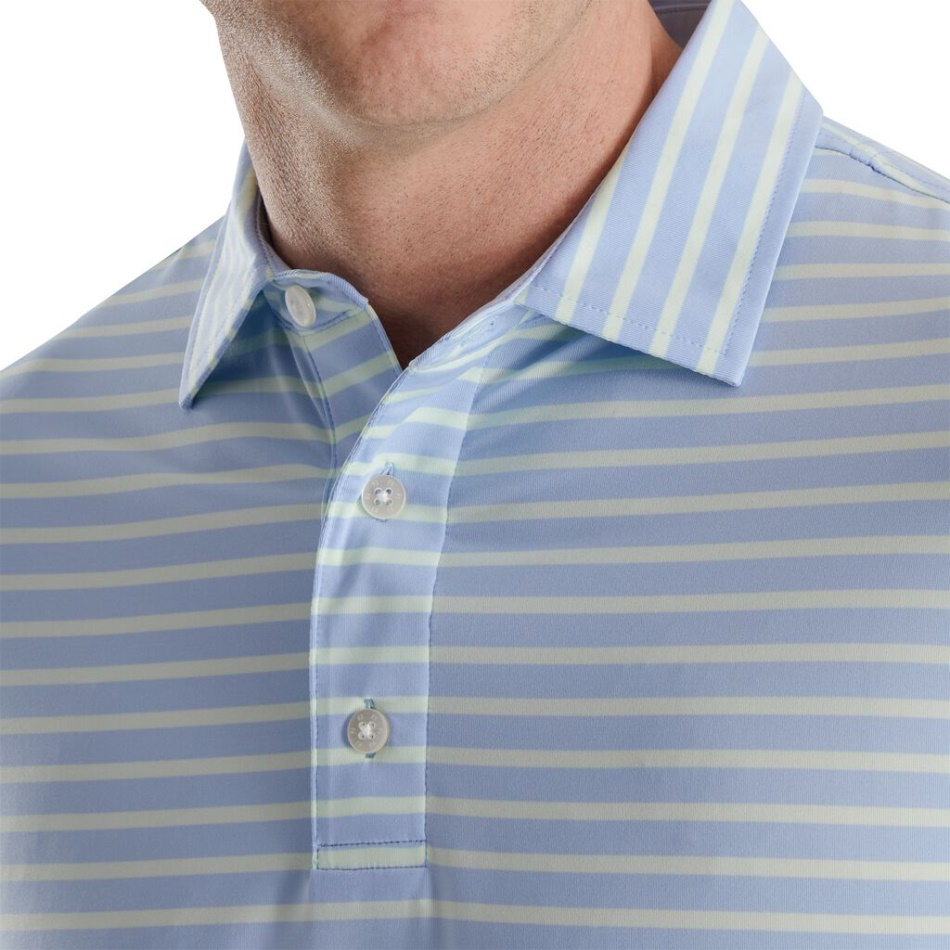 Lisle 2 Listras Coloridas Colarinho Próprio Footjoy Pt Sky-mint