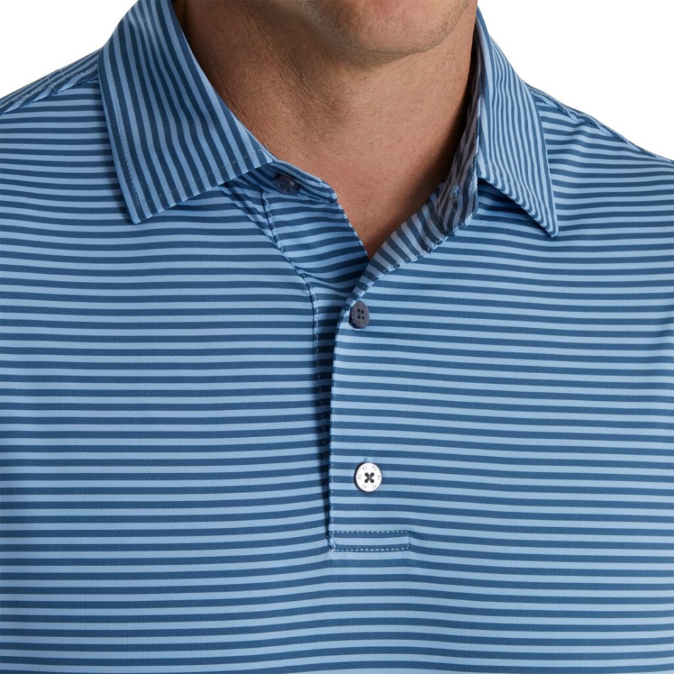 Lisle Feeder Listra Colarinho Próprio Footjoy Pt Azul Crepúsculo