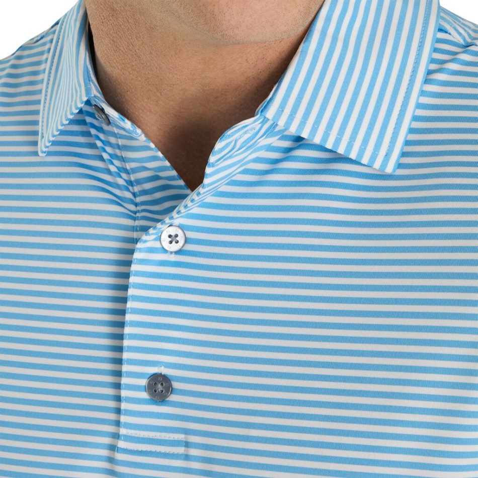 Lisle Feeder Stripe Auto Colar Reef Azul-branco Footjoy Pt