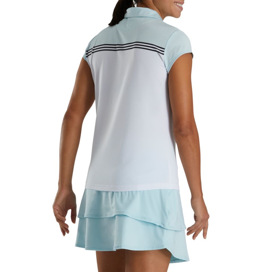 Manga Curta Color Block Feminino Estilo Da Temporada Anterior Footjoy Pt White-sky