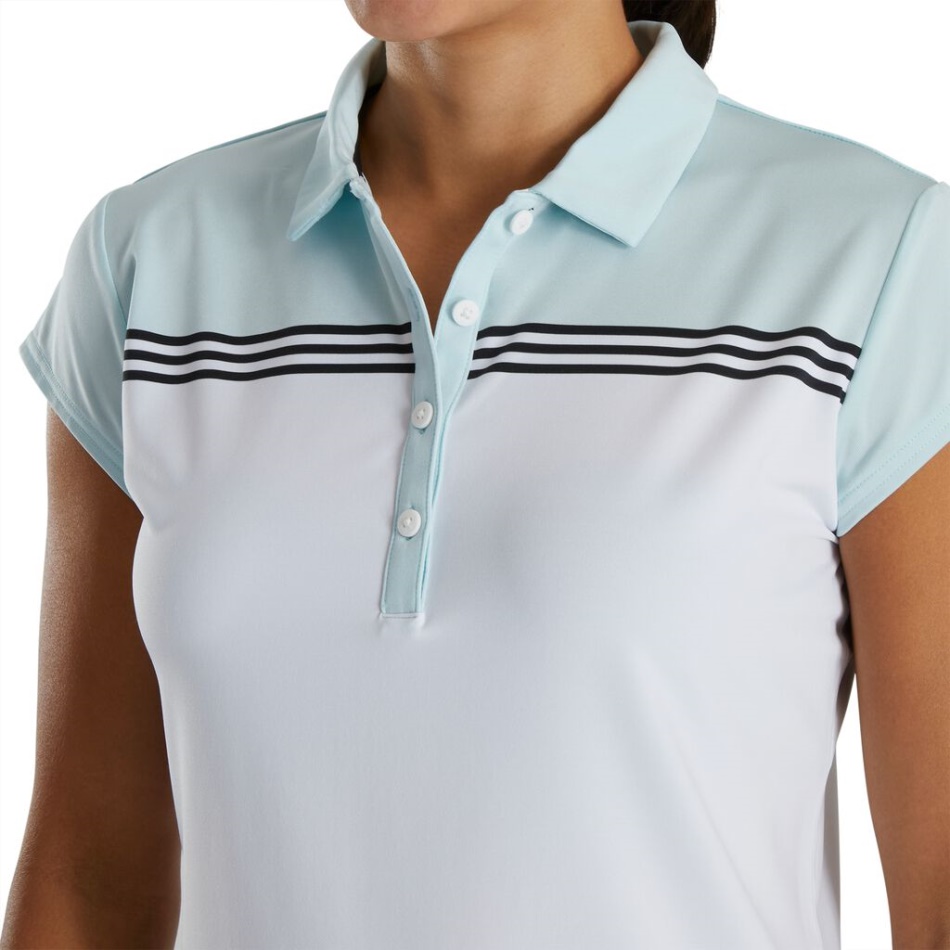Manga Curta Color Block Feminino Estilo Da Temporada Anterior Footjoy Pt White-sky