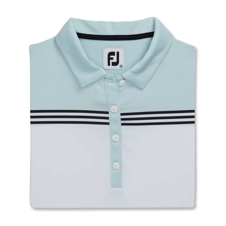 Manga Curta Color Block Feminino Estilo Da Temporada Anterior Footjoy Pt White-sky