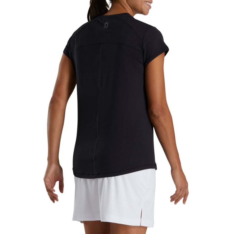 Manga Curta Decote Redondo Feminino Preto Footjoy Pt