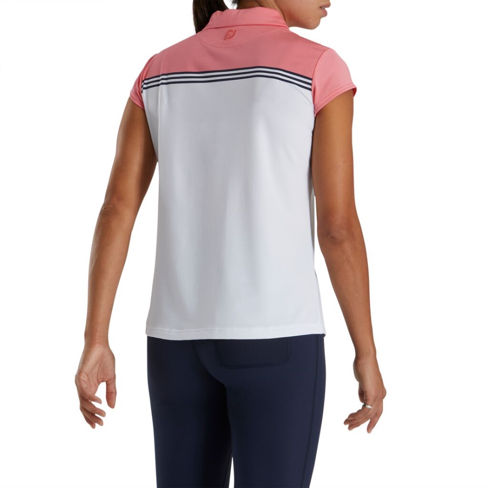 Manga De Boné De Coral Branco Brilhante Color Block Feminino Estilo Da Estação Anterior Footjoy Pt