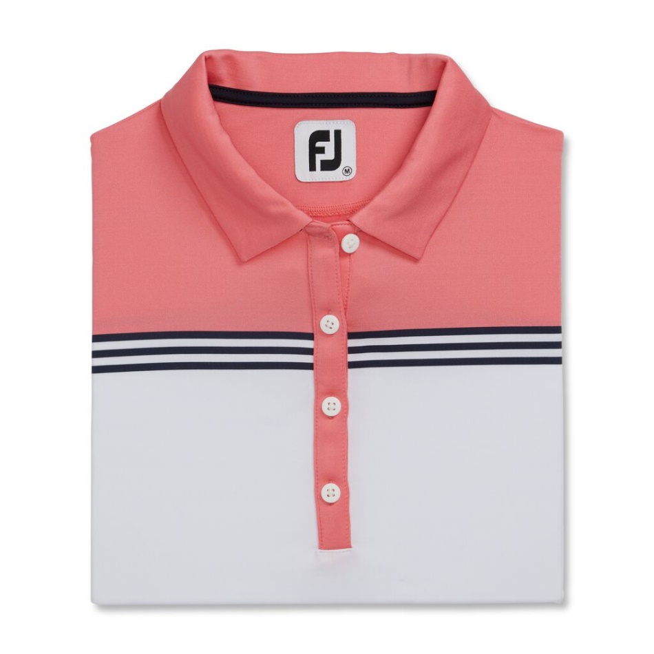 Manga De Boné De Coral Branco Brilhante Color Block Feminino Estilo Da Estação Anterior Footjoy Pt
