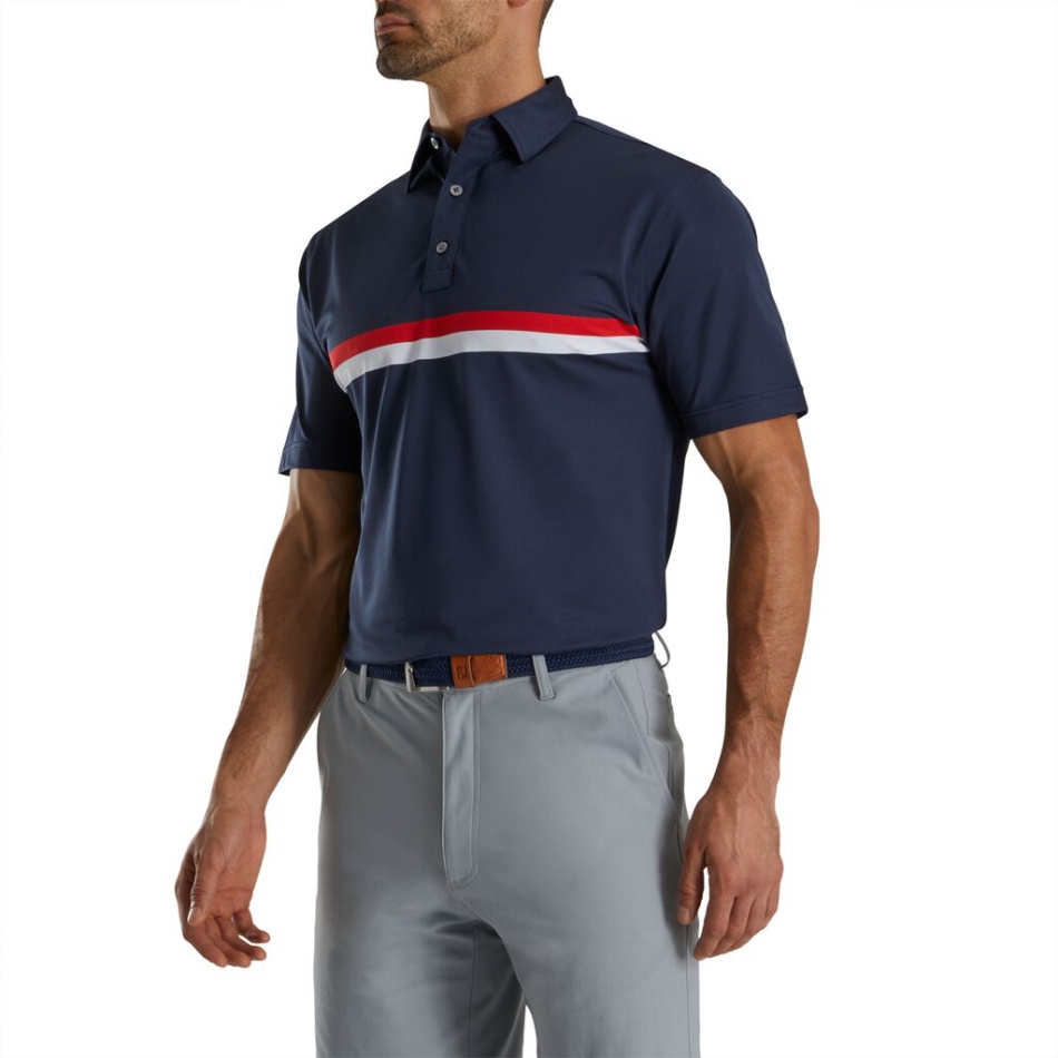 Marinho-vermelho-branco Footjoy Pt Banda De Peito Duplo Pique-estilo Da Temporada Anterior