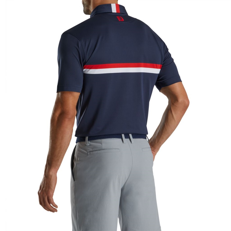Marinho-vermelho-branco Footjoy Pt Banda De Peito Duplo Pique-estilo Da Temporada Anterior