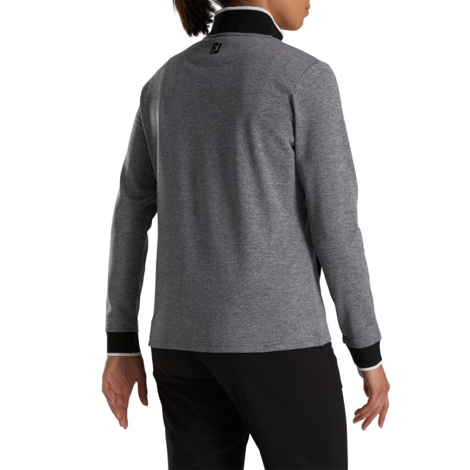 Meia-zip De Lã Nas Costas Pique Mid-layer Feminino Preto Urze Footjoy Pt