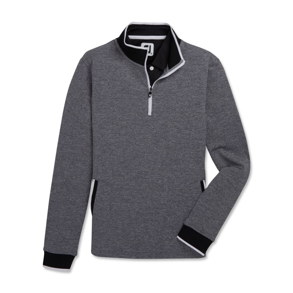 Meia-zip De Lã Nas Costas Pique Mid-layer Feminino Preto Urze Footjoy Pt