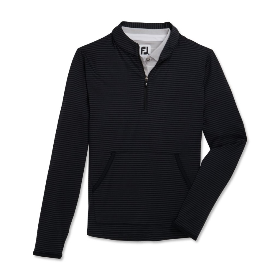 Meia-zip Listra Tonal Camada Intermediária Feminina Estilo Da Estação Anterior Black Footjoy Pt