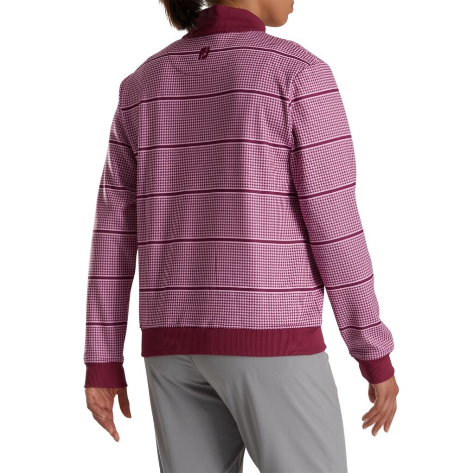 Meio Zíper Impressão Houndstooth Camada Intermediária Feminina Fig Footjoy Pt