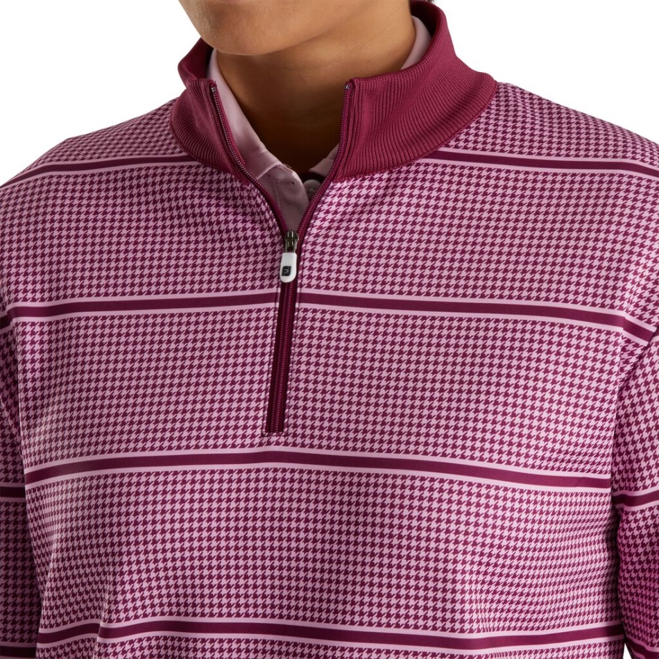Meio Zíper Impressão Houndstooth Camada Intermediária Feminina Fig Footjoy Pt