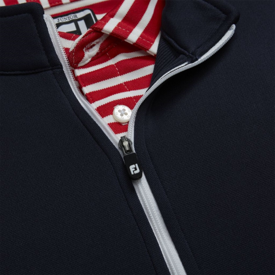 Meio Zíper Ponto De Contraste Camada Intermediária Junior Navy Footjoy Pt