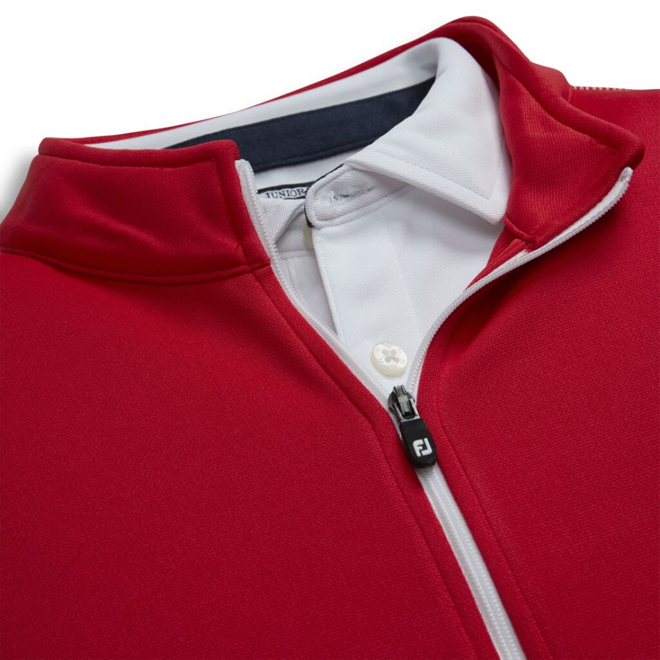 Meio Zíper Vermelho Ponto De Contraste Camada Intermediária Junior Footjoy Pt