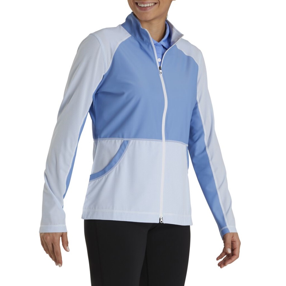 Mini Listra Com Zíper Completo Camada Intermediária Feminina - Estilo Da Estação Anterior Footjoy Pt Azul-branco