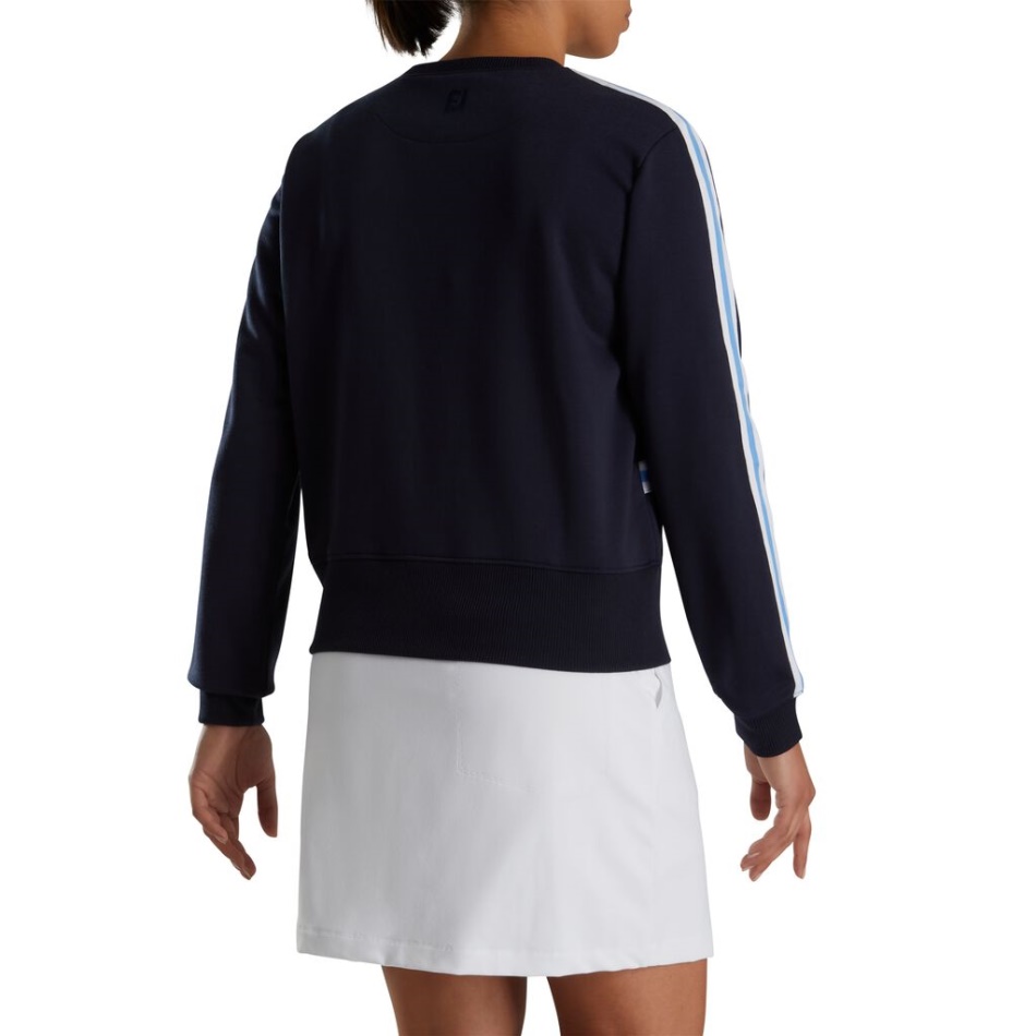 Moletom Azul Marinho Com Gola Redonda Feminina Footjoy Pt