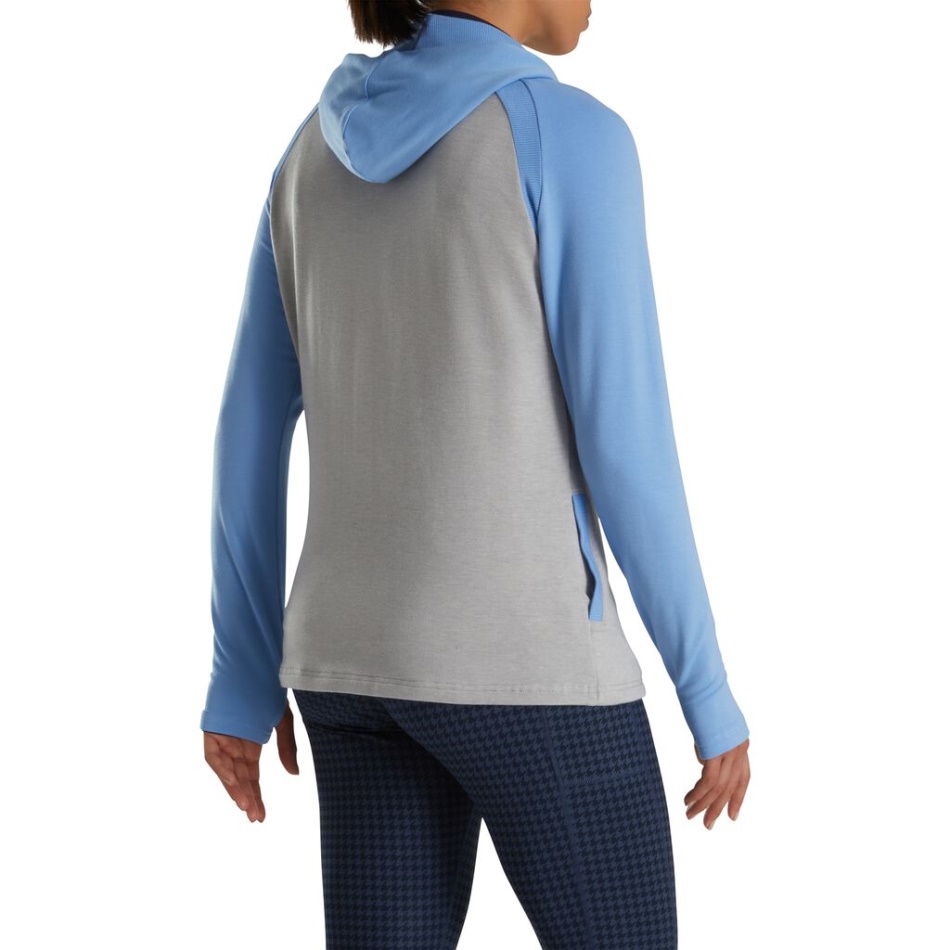 Moletom Com Capuz Color Block Feminino Footjoy Pt Urze Azul-cinza