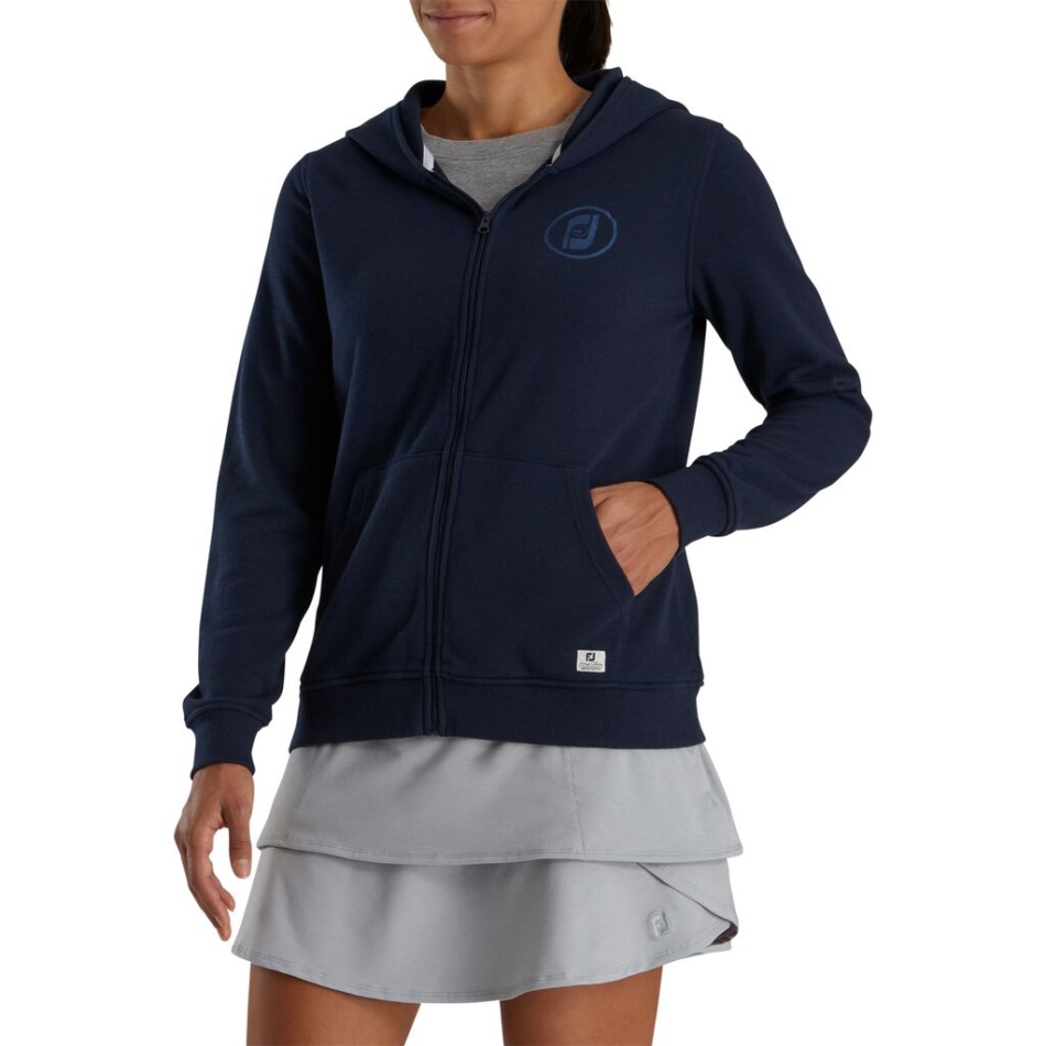 Moletom Com Capuz Navy Footjoy Pt Fj Heritage Feminino - Estilo Da Estação Anterior