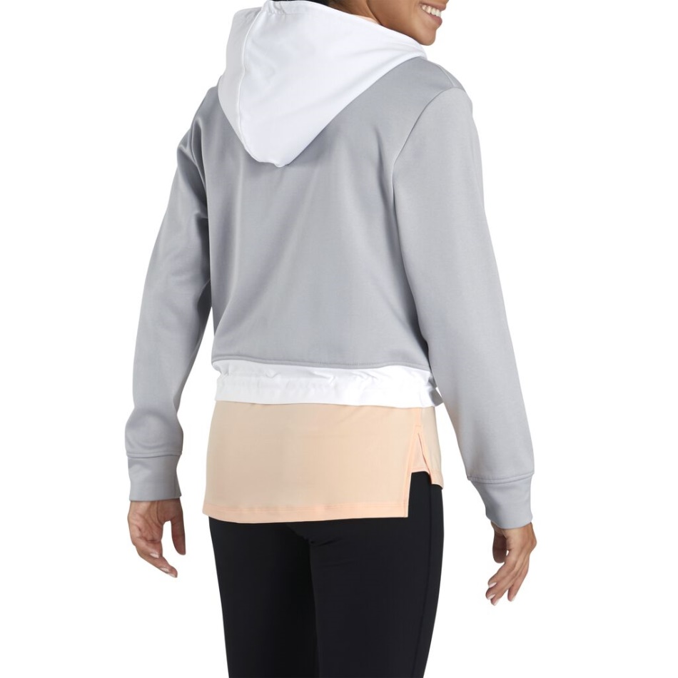 Moletom De Lã Cropped Feminino Estilo Da Estação Anterior Footjoy Pt Urze Acabamento Em Tecido Cinza-branco
