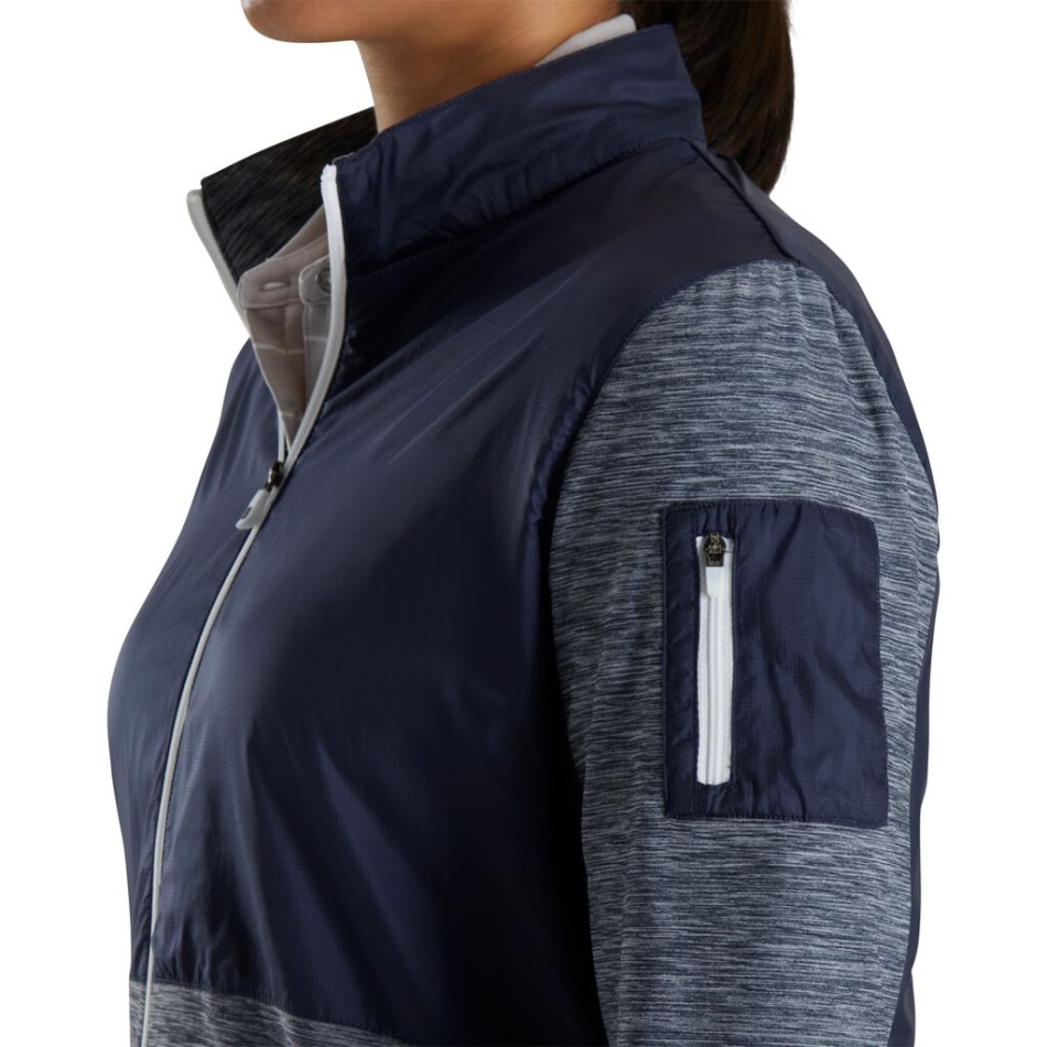 Navy Footjoy Pt Full-zip Space Dye Mid-layer Feminino