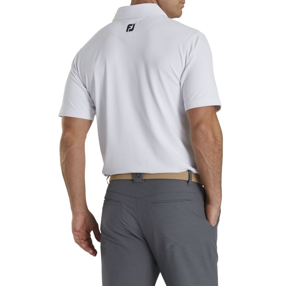 Piquet Stretch De Performance Sólido Com Colarinho Branco Footjoy Pt
