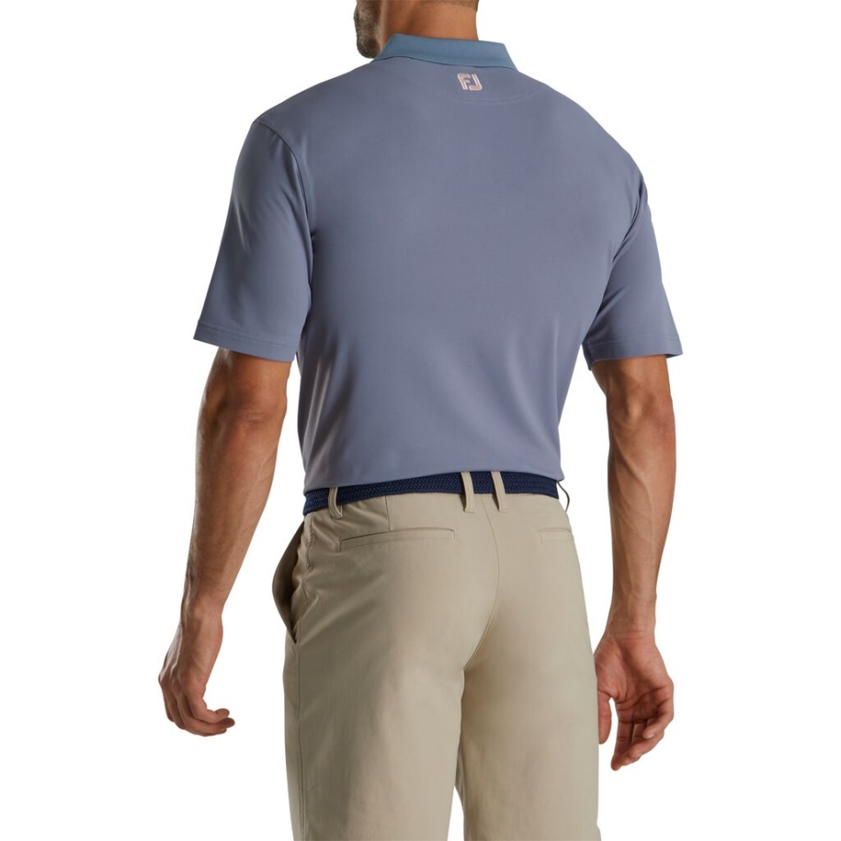 Piquê Grafite-quartz Rosa Maciço Stretch Com Carcela Listrada Gola De Tricô - Estilo Da Estação Anterior Footjoy Pt