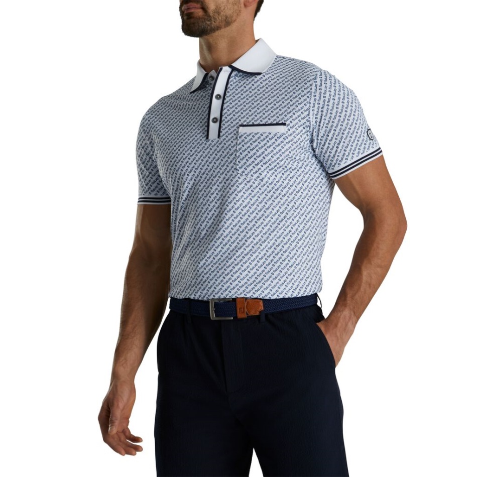 Polo Branco Com Estampa Footjoy Pt Pique Fj