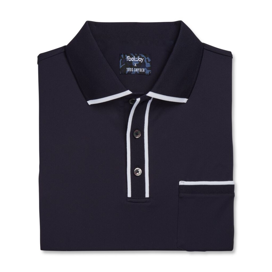 Polo Em Piquê Com Ponta Pt Navy Footjoy
