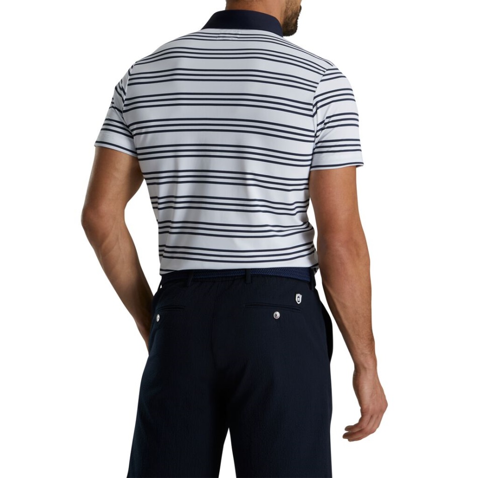Polo Footjoy Pt Listras Branco-marinho Listras Piquê