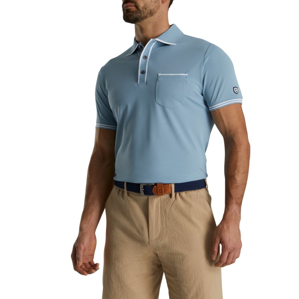 Polo Piquê Com Ponta Footjoy Pt Ashley Blue