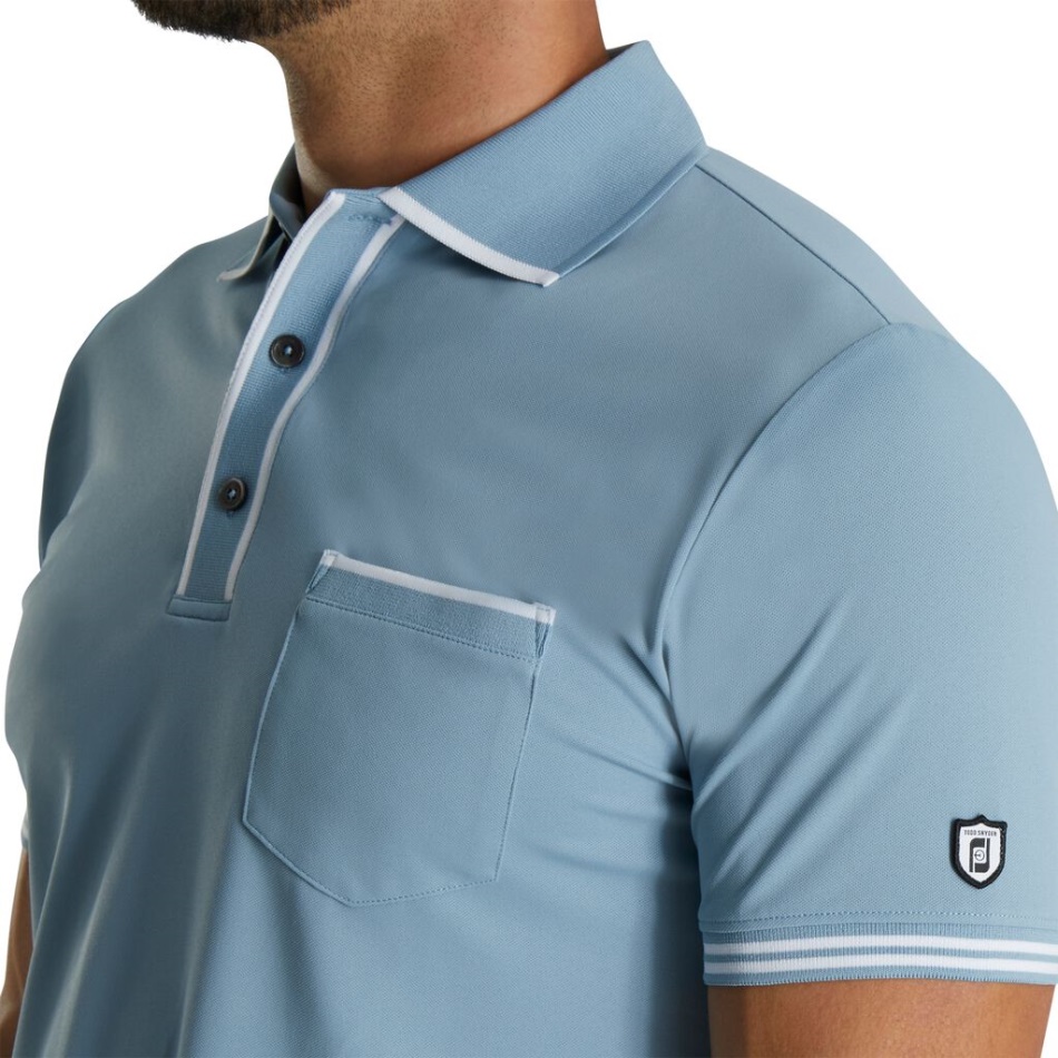 Polo Piquê Com Ponta Footjoy Pt Ashley Blue
