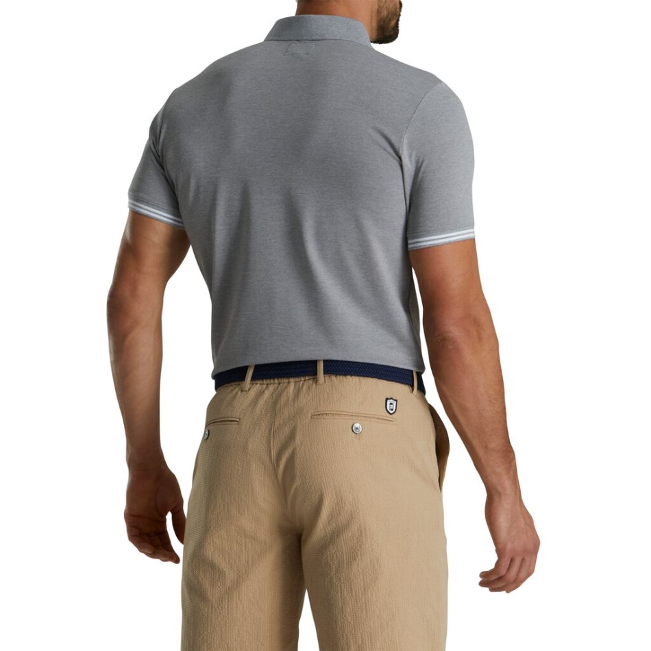 Polo Piquê Com Pontas Cinza Claro Urze Footjoy Pt