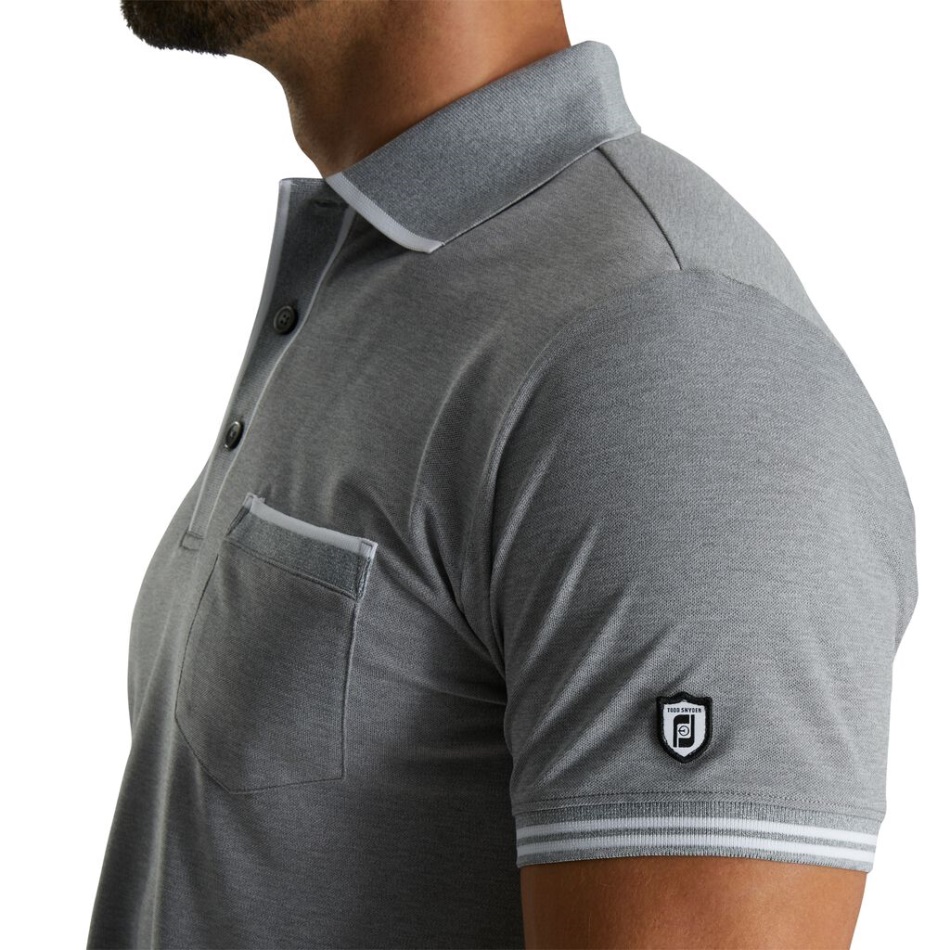 Polo Piquê Com Pontas Cinza Claro Urze Footjoy Pt
