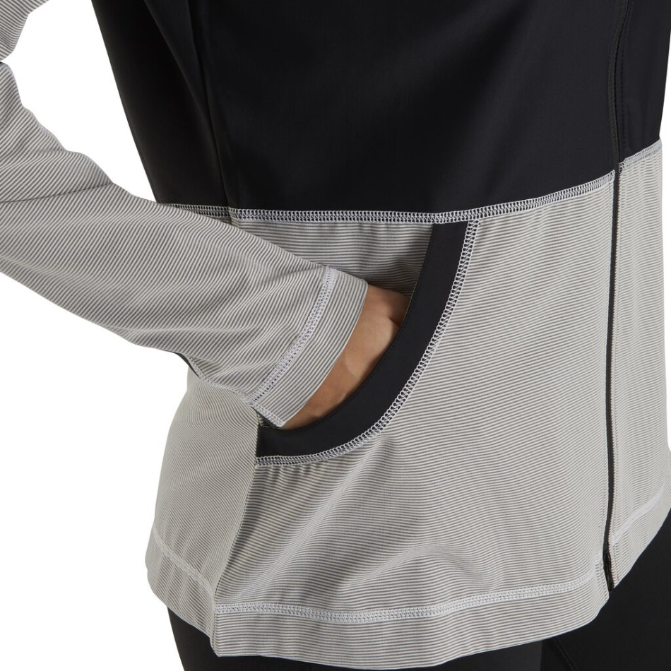 Preto-branco Footjoy Pt Full-zip Mini Listra Camada Intermediária Feminina - Estilo Da Temporada Anterior