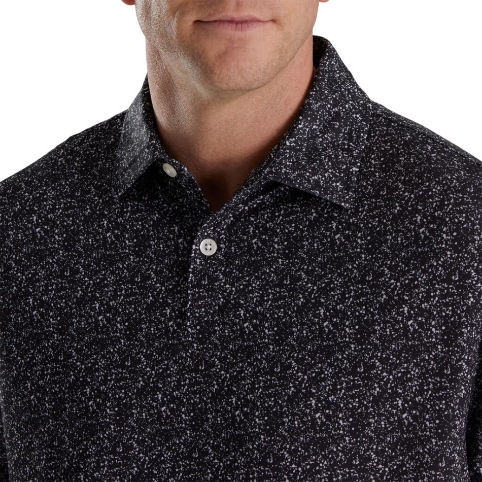 Preto-branco Footjoy Pt Impressão Respingos De Tinta Lisle Gola Auto