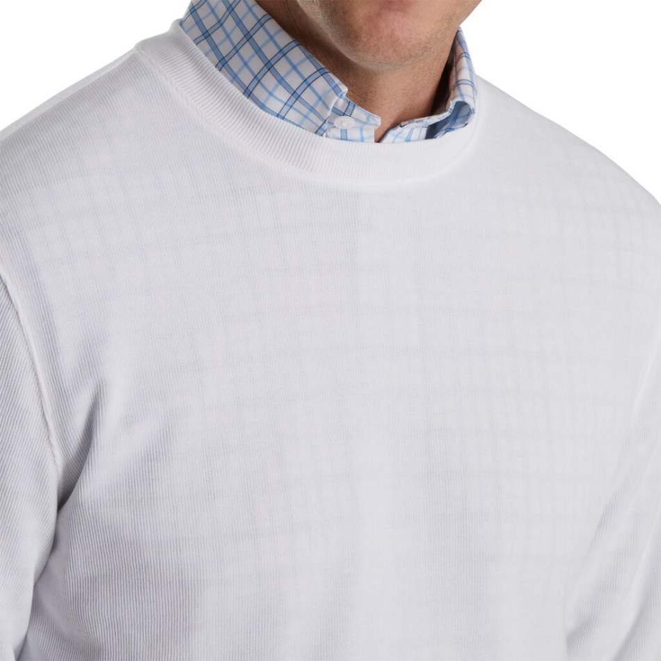 Pulôver Branco Com Gola Redonda Footjoy Pt