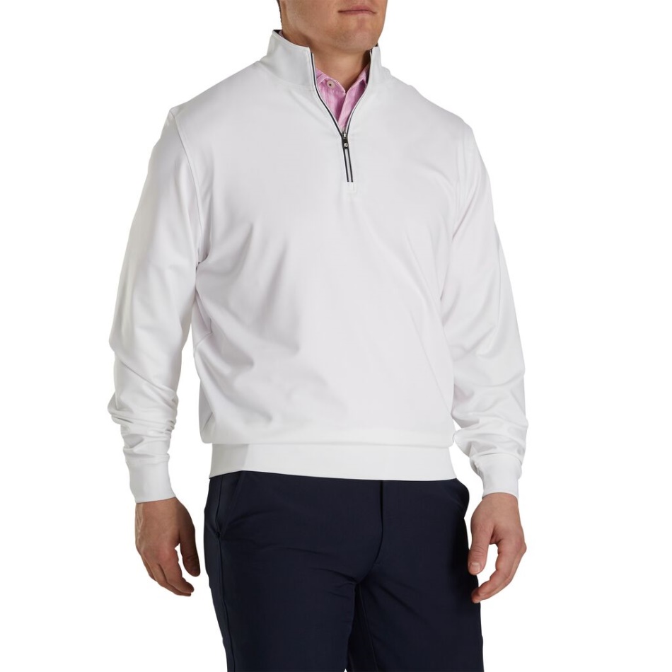 Pulôver Branco Footjoy Pt Com Meio Zíper