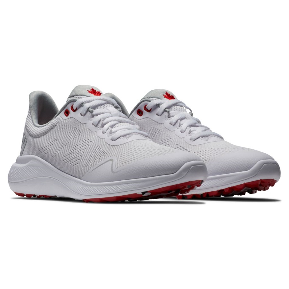 Sapato Feminino Footjoy Pt Flex Canada Branco-vermelho