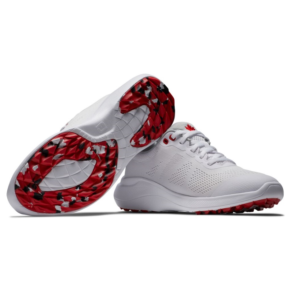 Sapato Feminino Footjoy Pt Flex Canada Branco-vermelho