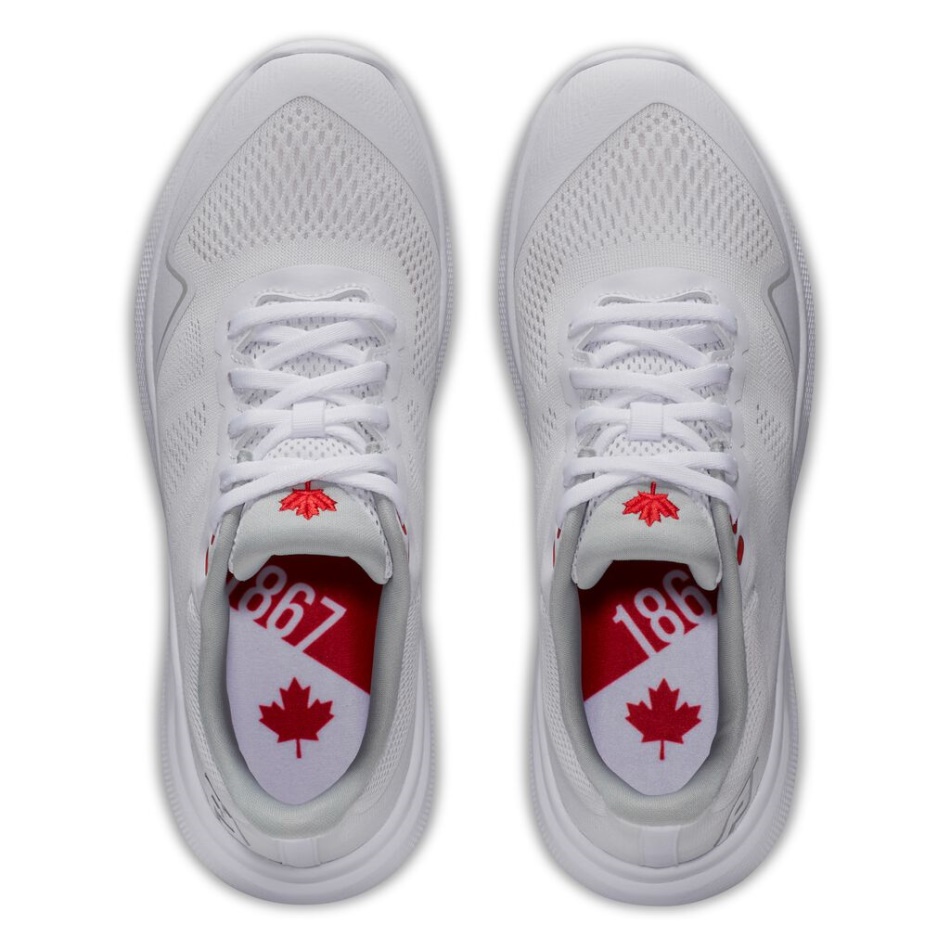 Sapato Feminino Footjoy Pt Flex Canada Branco-vermelho