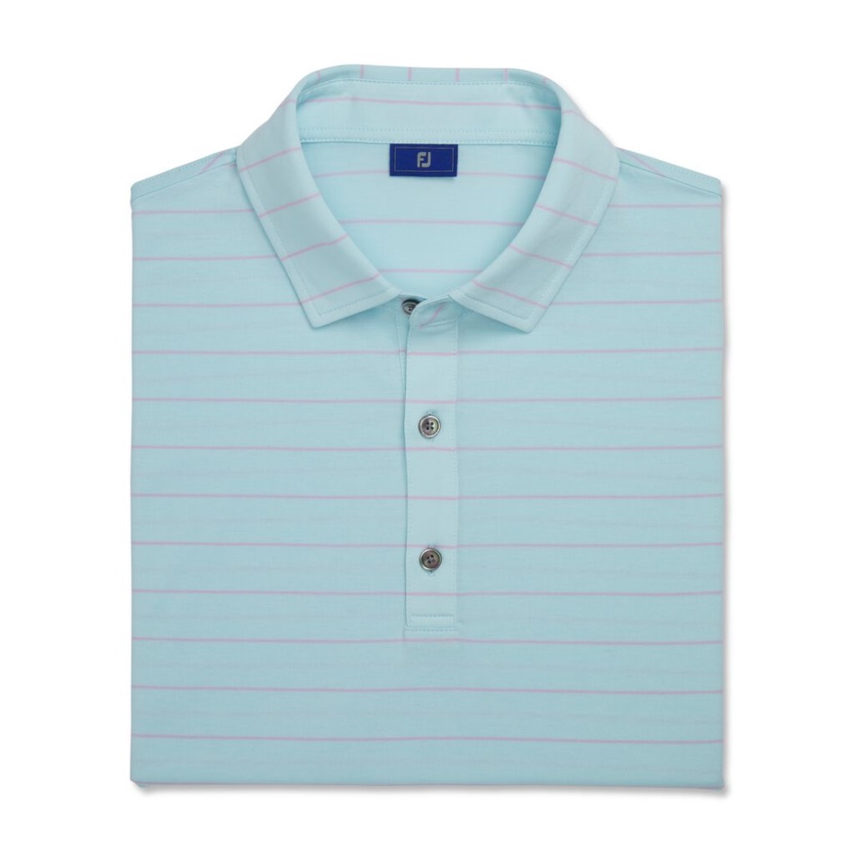 Seafoam-pálido Roxo Ajuste Atlético Camisa De Listras Abertas Colarinho Próprio Footjoy Pt