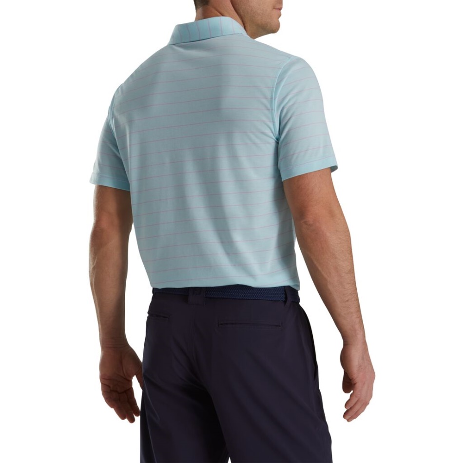 Seafoam-pálido Roxo Ajuste Atlético Camisa De Listras Abertas Colarinho Próprio Footjoy Pt